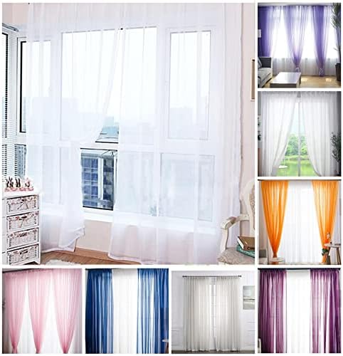Roseley Slot Top Voile Curtain 1 Panel Mesh See Through Living Room Patio Door Drape Nursery Sheer Organza Net Curtain (White, W:58 x D:48 inch)