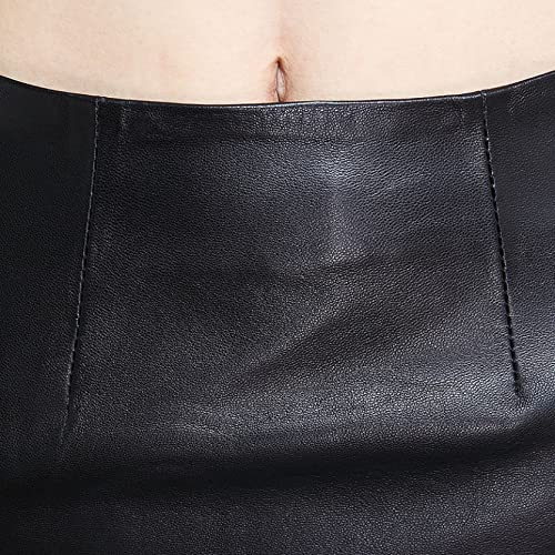 Yurasiku Woman Comfy High Waisted Solid Color Bodycon Skirts Work Formal Pu Leather A-Shaped Zipper Mini Hip-Wrapped Skirt Black #TOP4