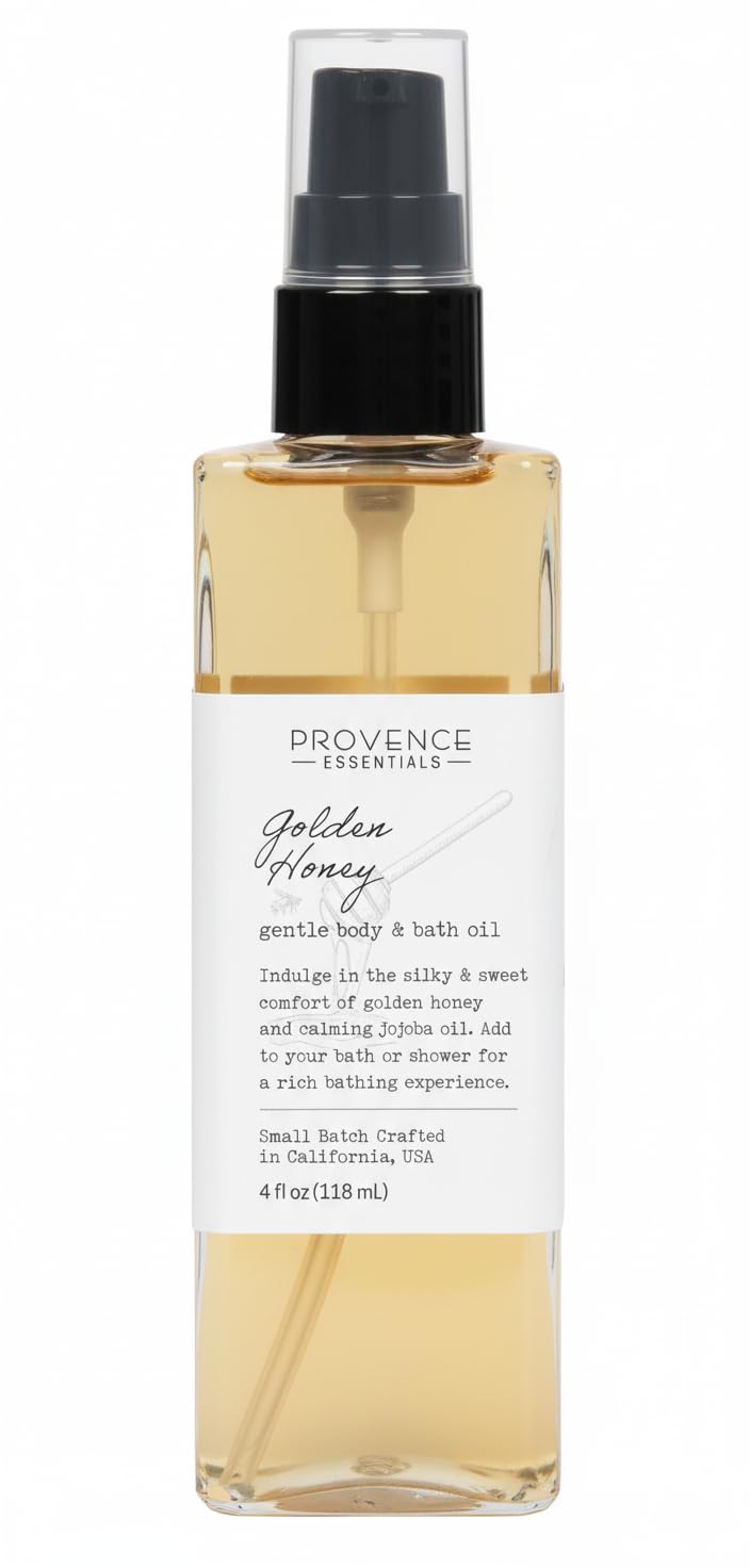Golden Honey Body and Bath Oil, 4 fl oz – Moisturizing Body Oil with Jojoba and Honey, Natural Skin Hydration