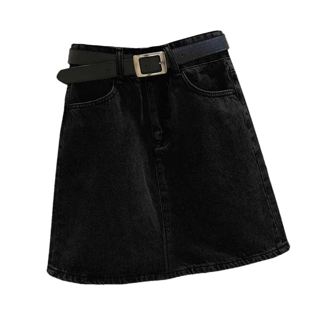 Mini Jeans da donna a vita alta Gonne con tasca, gonna corta estiva vintage corta