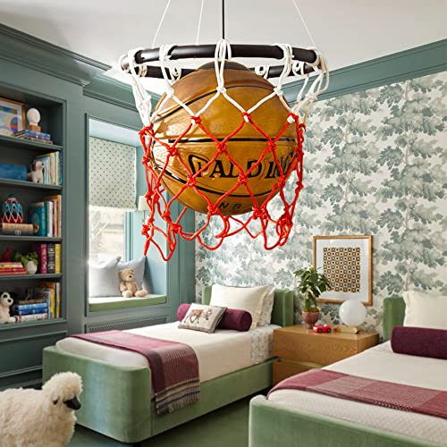 Qhray Retro Art Deco Basketball Chandelier Creative Ball Lamp Pendant Light Sports Theme Ceiling Light For Children Bedroom Indoor Home Kitchen Restaurant Bar Cafe Decoration #TOP7