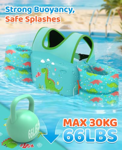 HeySplash Swim Vest for Kids, Toddler Pool Floaties Fit 33-66 Lbs, Children Swimming Vest with Adjustable Strap, Swim Jacket Water Wing Arm Float, Puddle Beach Boat Jumper Boy Girl,Dinosaur — view 3