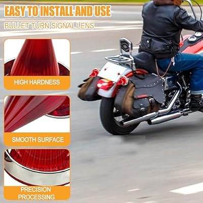 Smoke Bullet Turn Signal Light Lens Cover Fit for Harley Touring Road Glide Road King Electra Glide Tour Glide Heritage with 3-1/4'' Flat Turn Signals,NOT Fit for LED (Red)