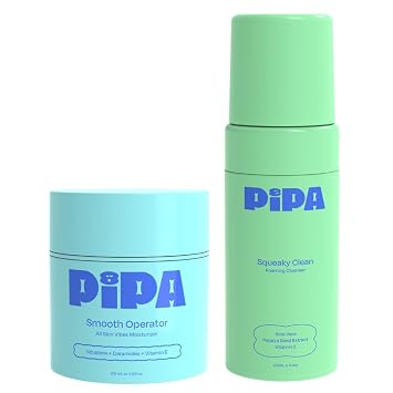Pipa Squeaky Clean & Smooth Operator Bundle Kids Hydrating Moisturizer and Gentle Cleanser Duo for Radiant, Clean Skin