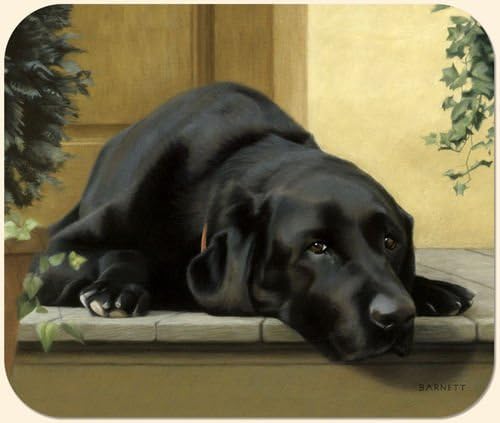 Black Lab on Porch Mouse Pad