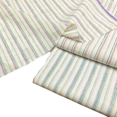 Amazon 夏服 リネン 生地 ストライプ 縦縞 マルチストライプ ワイド幅 広幅 布 生地 麻100 先染め ハンドメイド 商用利用可 生地幅144cm 9m C 布 生地 通販