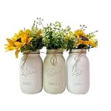 Set of 3, 4, or 5 - Painted Distressed Mason Jars - Choose Pint 16 oz or Quart 32 oz, Your Choice of