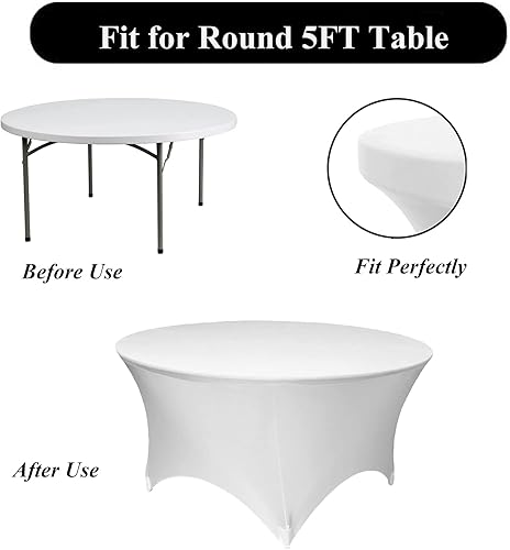 Miniatura 6 de WWXBDY Paquete de 4 manteles redondos elásticos de 60 pulgadas, 5 pies, de elastano, para bodas, Halloween, Navidad