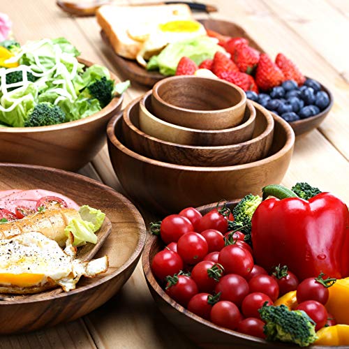 Dejjfoi Large Soup Bowl Wood Handmade Healthy Food Containers Dinner Dishes Vintage Salad Rice Japanese Style Tableware Noodles (Color : 25X10Cm) #TOP5
