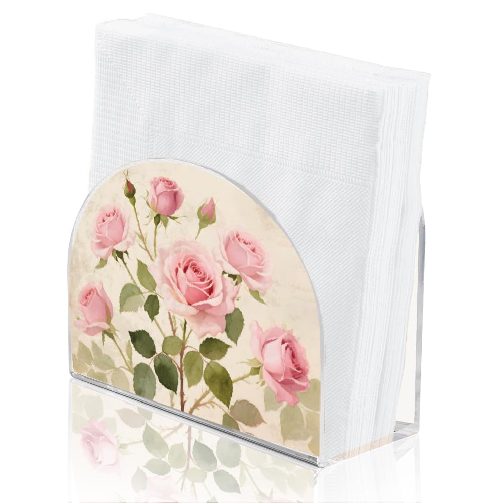 Support de serviettes en acrylique rose robuste et compact au design moderne