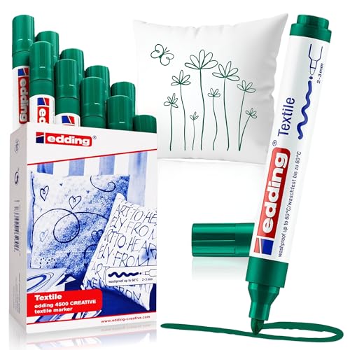 Feutre textile lavable en machine Edding 4500 vert à pointe ronde de 2-3 mm pour tissu
