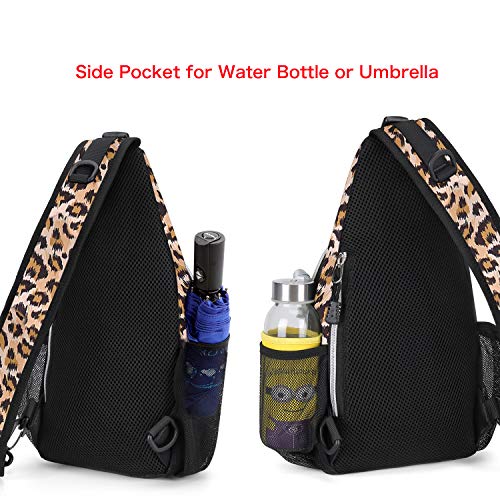MOSISO Mini Sling Backpack,Small Hiking Daypack Pattern Travel Outdoor Sports Bag, Leopard Print - Image 7