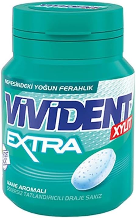 Vivident Extra Mentol-Nane Aromalı Şekersiz-Tatlandırıcılı Draje Sakız Kutu 66g
