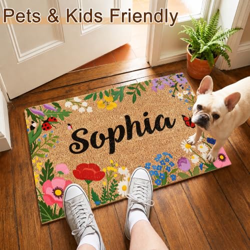Fincekoom Personalized Natural Coco Coir Door Mat with Heavy Duty Backing Custom Non-Slip Front Door Welcome Mats for Outside Entrance or Porch Entry Housewarming Gift for Home Decor — view 4