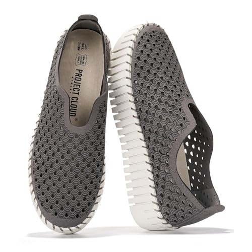 Project Cloud Platform Loafers for Women - Lightweight Spring Shoes for Women - Slip-On Casual Shoes - Non Slip Fashion Sneakers - Leather Insole Womens Footwear (Daffodil, Grey, 6)