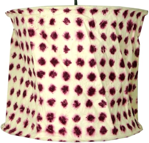 GURU SHOP Runde Papier Hängelampe, Lokta Papierlampenschirm Annapurna, Handgeschöpftes Papier - Weiß/rot, 25x28x28 cm