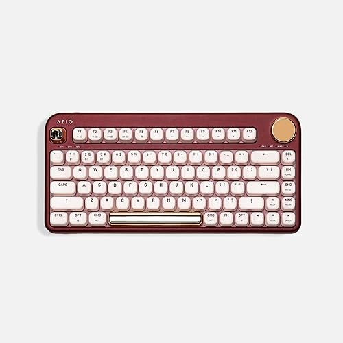 Vista 8 de Azio IZO Teclado mecánico inalámbrico BT5/USB para PC y Mac, interruptores rojos prelubricados, flor de color rosa (IK408)