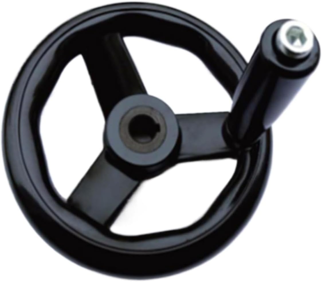 Black Milling Machine Lathe Spoked Hand Wheel Wavy Round bakelite Three Handwheel 100/125/160/200/250mm(12x125mm 4keyway)