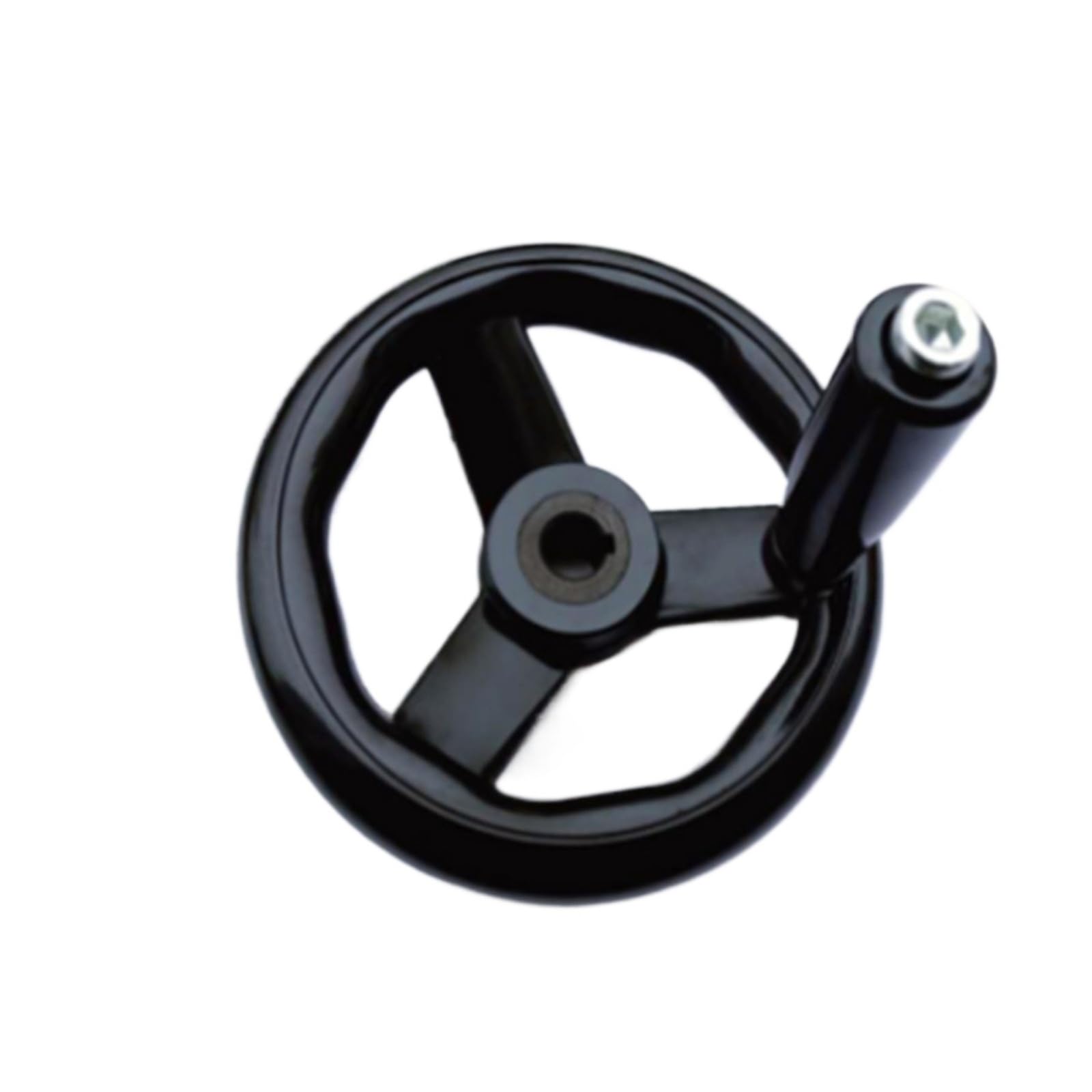JWSEO Black Milling Machine Lathe Spoked Hand Wheel Wavy Round bakelite Three Handwheel 100/125/160/200/250mm(12x125mm 4keyway)