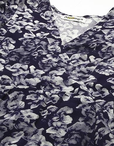 Image of Moomaya Women's Printed Dress, V-Neck, Short Sleeves, Ruffled Midi Summer Dress