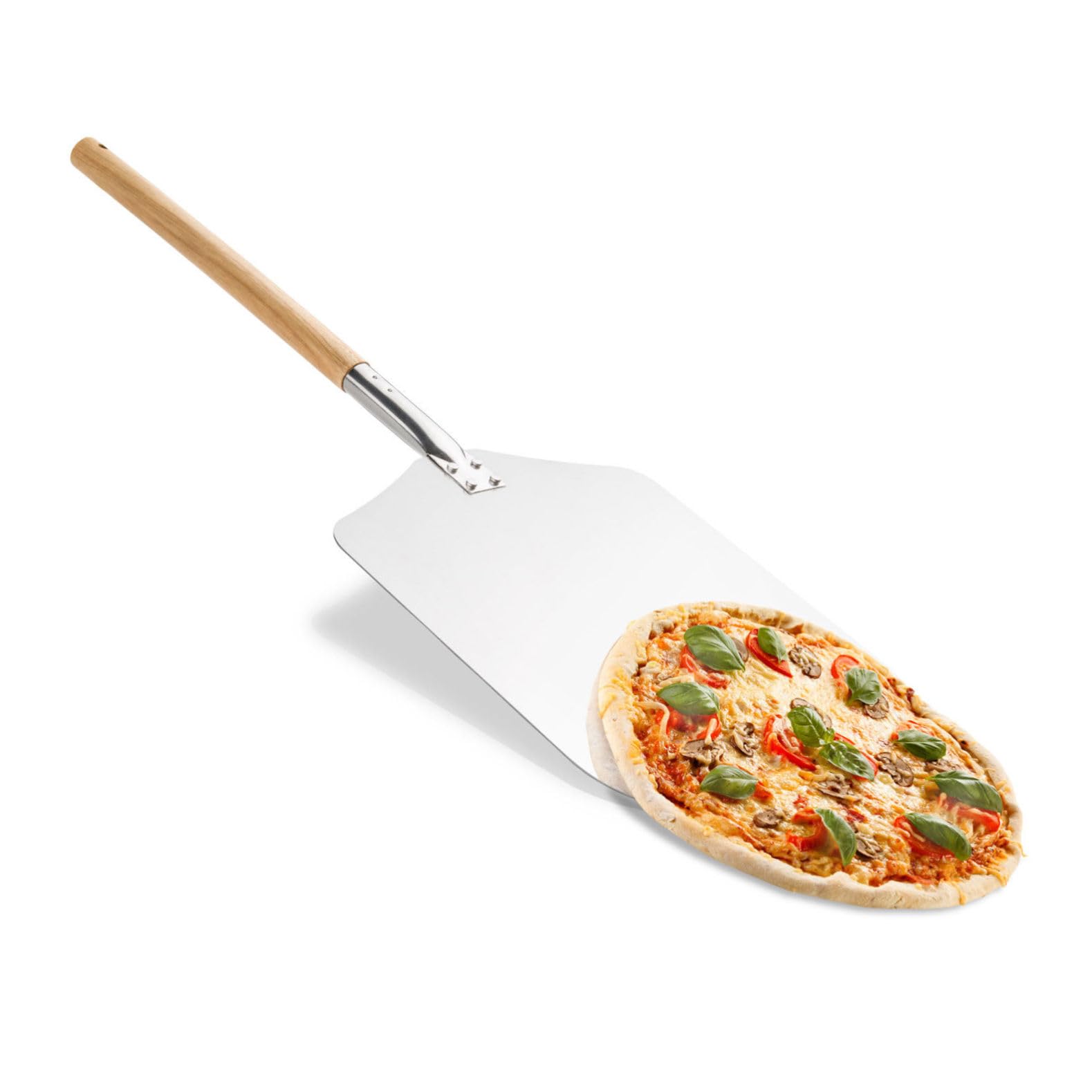 PRETYZOOM Pizza Shovel 66cm Aluminum and Wooden Handle Turner Peel for Easy Oven Transfer