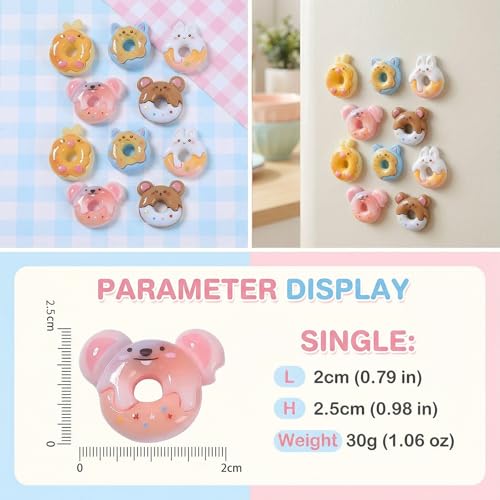 10 piezas imanes donuts decorativos para nevera miniatura 2