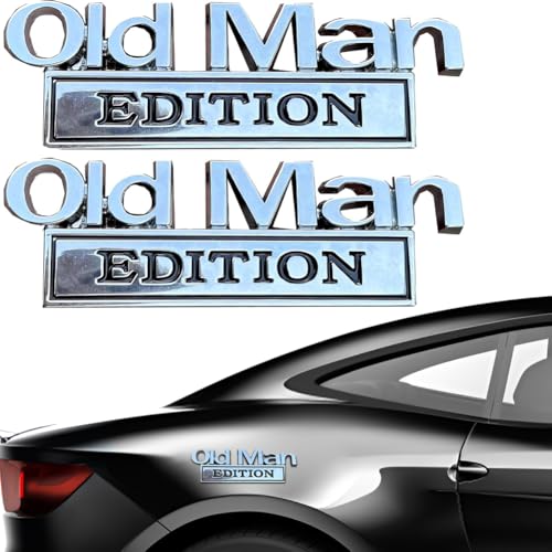 2PCS Old Man Edition Car Badge, 3D Cars Emblem Sticker, Waterproof Rustproof Auto Accessories Decorations, Funny Car Edition for Trucks, SUVs, Motorcycles