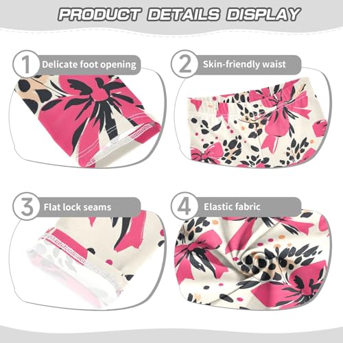 Pink Bow Leopard Print Girls Leggings Soft Stretch Workout Yoga Dance Pants for Kids Casual Tights3