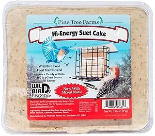 BestNest 8 Pack Pine Tree Farms Hi-Energy Suet Cakes, 3 lb Each – Large Bird Food Blocks with Seeds & Nuts – High Calorie Suet for Wild Birds – Platform or Large Suet Feeder Compatible – USA Made