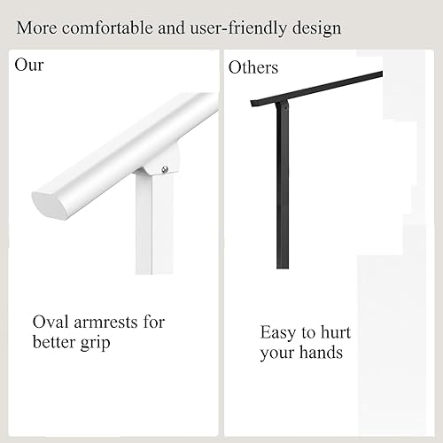 Miniatura 10 de Barandillas de mano para escalones de 1 a 3 escalones, pasamanos de hierro forjado montados en la pared y en el suelo, riel de escalera con kit de