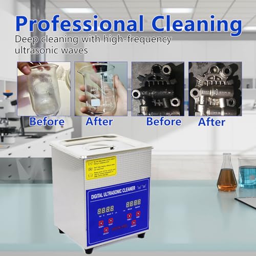 2L Ultraschallreinigungsgerät,Brillenreinigungsgerät,40KHz Ultraschallreiniger mit Heizung...