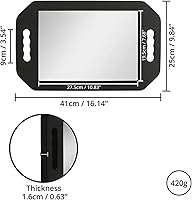 Vista 6 de HREW - Espejo rectangular grande con mango doble, equipo de peluquería ligero, accesorios para peluquería y peluquería (1 unidad, rectangular)