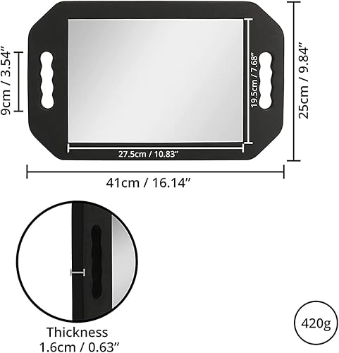 Miniatura 6 de HREW - Espejo rectangular grande con mango doble, equipo de peluquería ligero, accesorios para peluquería y peluquería (1 unidad, rectangular)