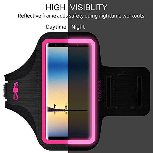 Sosons Armband For Samsung Galaxy Note 8/9/10/20+,Galaxy S22/S21/S10/S9/S8+, Water Resistant Sports Gym Armband Case For Samsung Galaxy Note/S/A/F Series,With Card Pockets And Key Slot(Pink) #TOP2