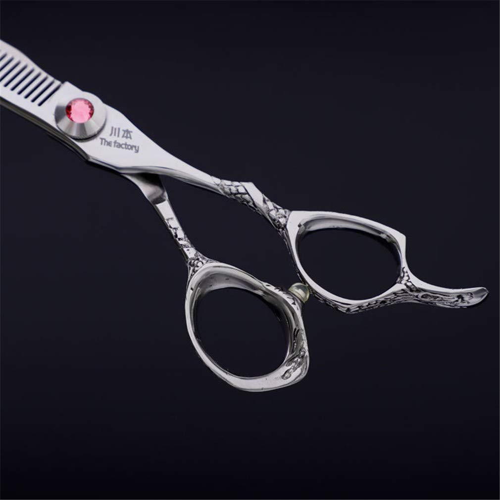 Professionelle Haarschneideschere 6,0 Zoll (Silber), Friseurscheren-Set (Gerade Scheren + Zahn Schere), Für Friseurbedarf, Durchforstung, Home Use, Salon