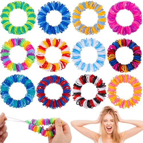 Hiboom 12 Pack Skin Picking Fidget Toys Trichotillomania Fidget Toys Stretchy Loom Picking Hair Pulling Anxious Toy Anxiety Relief Therapy for Trichotillomania