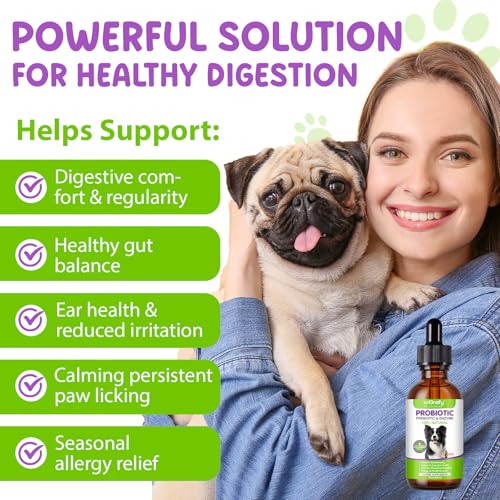 Probiotika Hund 60ml, 3 in1 Flüssige Probiotika für Hunde, Hunde Probiotikum mit Präbiotika, Unterstützung Der Darmgesundheit, Stärkung des Immunsystem, Probiotische Tropfen für Alle Hund