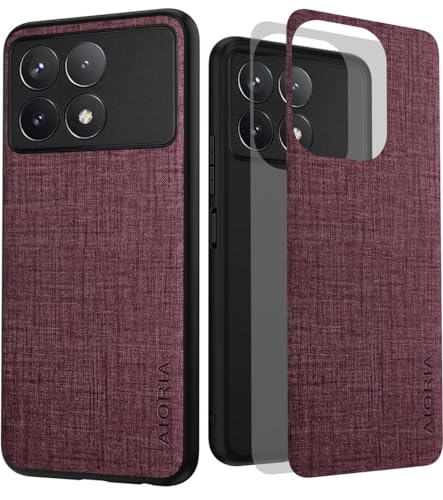 Aioria �݊��� �P�[�X for Poco X6 Pro ���n�p�^�[�����U�[�����ɕی쏃�F�X�}�z�P�[�X (Red, For Poco X6 Pro)