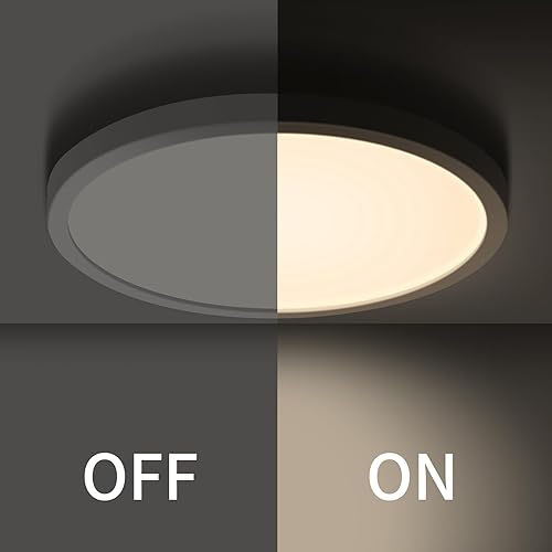 Miniatura 5 de VIPMOON Lámpara de techo LED ultrafina de 3200 K, montaje empotrado, lámpara de techo LED redonda de 18 W y 7 pulgadas para armarios, sótanos,