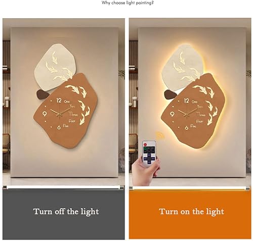 Miniatura 3 de ZAJ Reloj de Pared - Reloj de pared iluminado con luz LED cálida, pintura decorativa, moderno, silencioso, sin tictac, lámpara de pared para