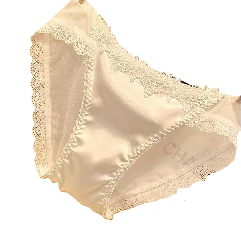 Women's Silk Thong Panty with Lace Detail, Turquoise and Black, Large (in, Alpha, L, Regular, White)-picture-22