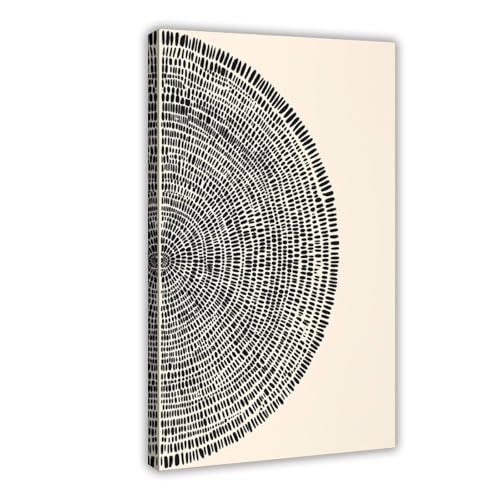 Poster abstrait sur toile de qualité - Cadre minimaliste cercle noir déco premium