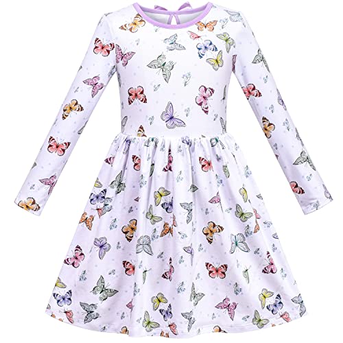 Sunny Fashion Girls Dress Unicorn Rainbow Long Sleeve Casual Dress Size 3-8