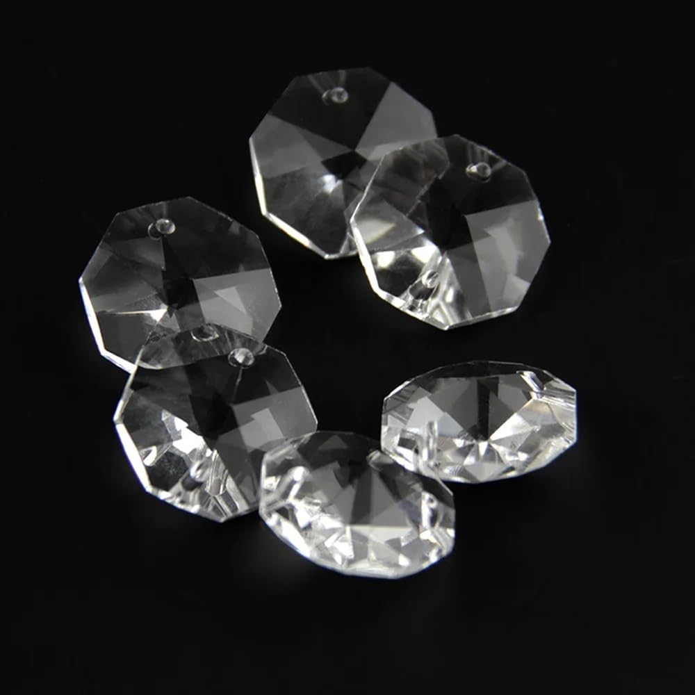 Cristalli pendenti Prismi 50 pz 18mm/20mm/22mm/50mm Perline di Cristallo Trasparente In 2 Fori Perline Sciolte Lampada gocce Parti Cristalli pendenti per la decorazione(50mm 50pcs)