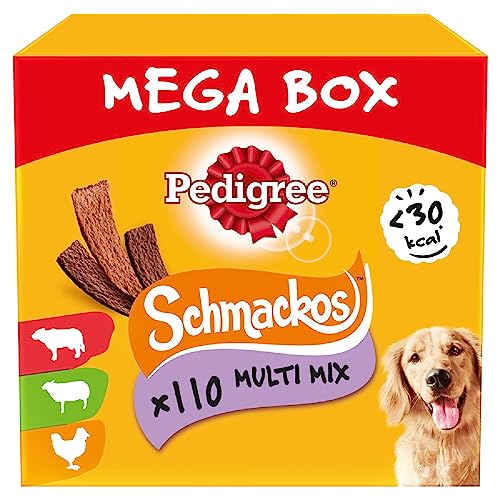 Pedigree Schmackos, Multipack snack per cani al gusto di manzo, agnello e pollame, 110 strisce, 790g in totale