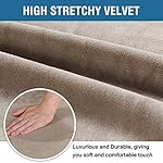 H.VERSAILTEX Dining Chair Covers Stretch for Dining Room Set of 4 Parson Chair Slipcovers Protectors, Soft Thick Solid Velvet Fabric Washable, Taupe - Image 3
