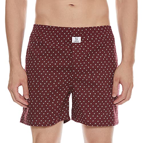 Image of Longies Pure Cotton Men Printed Boxers Pack of 3 Regular Shorts (LGBOXPO3V003 Maroon,Blue,Navy3271 2XL)