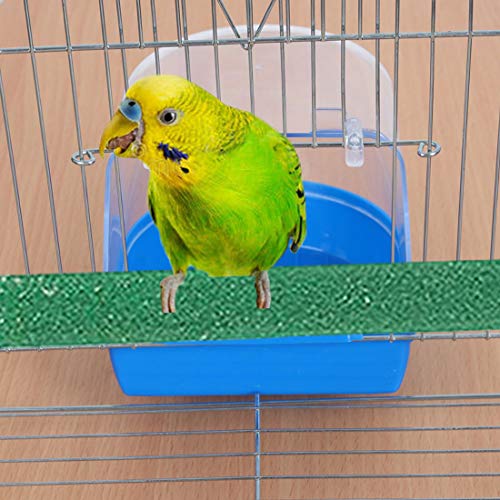 Image of PINVNBY Parrot Bath Box Bird Bathtub Parakeet Bathing Tube with Bird Perches Stand Paw Grinding Cage Accessories Ideal for Small Birds Lovebirds Canary Finches(3 PCS Random Color)