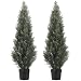 Two 5 Foot Artificial Topiary Cedar Trees Potted Indoor Outdoor Plants