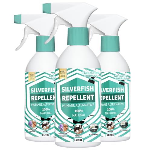 Silverfish Repellent Spray - 100% Natural Essential Oils Formula | Non-Toxic Silverfish Killer & Preventative Solution | Works with Silverfish Traps (500ml)